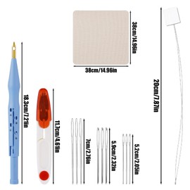 13pcs Punch Needle Kit, Adjustable Punch Embroidery Kit with 9 Embroidery Needles Sewing Art Needle Tools Set for Adult Beginners Embroidery Floss Cross Stitching Craft Supplies