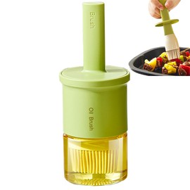 RFetomax Glass Oil Dispenser with Heat Resistant Brush,Oil Dispenser Bottle with Silicone Pastry Brush for Kitchen,Cooking Vinegar and Sauce BBQ Grill Frying (Oil Dispenser-Green)