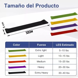 Lecute 5 Bandas De Resistencia Ligas Ejercicio Yoga Gym Fitness