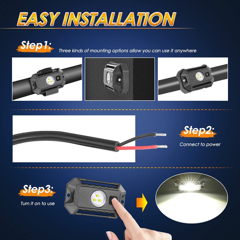 LED Dome Light, ROADOR UTV Interior Dome Light w/Switch 12V