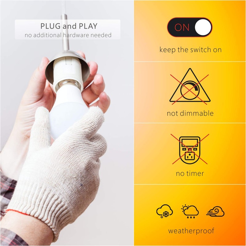 Boxlood Dusk to Dawn LED Light Bulbs, Built in Light