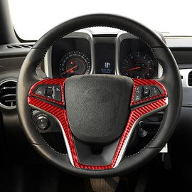 PJFUS Center Console Sticker Compatible with Camaro 2012-2015 (Steering Wheel Decal red)
