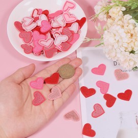 CHGCRAFT 80Pcs Heart Shape Iron on Patches Mini Sew-On Patches Valentine's Day Theme Mini Embroidery Applique Patches Used for Repairing and Decorating Clothing Bags Shoes Hats