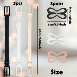 FveVqe 9Pcs Bra Strap Clips + 3pcs Bra Strap Holder Stop Slipping Shoulder, Bra Clips for Racer Back, Anti-Slip, Soft and Comfortable, Detachable, Adjustable, Fits All Cup Sizes and All Bras