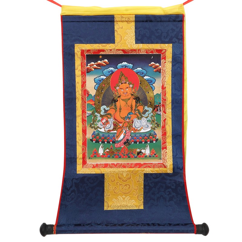 Tibetan Thangka Wealth God Yellow Jambhala Buddha Buddhist Decorative Scroll
