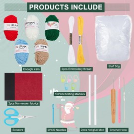 FREEBLOSS 12 Set Crochet Hat Kit Crochet Keychain Kit Christmas Crochet Kit Crochet Starter Kit with with Step by Step Video Tutorial Christmas Ornament for Christmas Tree Crochet Hat Keychains