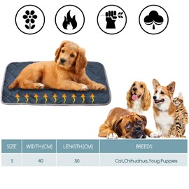 Norhogo Pet Warming Mat, Dogs, Cats, Pets Heat Mat, Dog Mat, Winter Dog Blanket, Self-Heating Blanket for Cats, Puppies, Travel, Camping, 40 x 50 cm (Navy Blue)