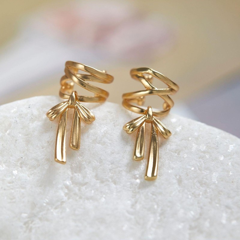 Bow Ear Cuff Earrings for Women Gold Silver Statement Bow
