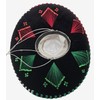 Mexican Mariachi Sombrero Hat, Traditional Charro Style, Black with Red