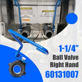 60131007 Ball Valve 1-1/4" Right-Hand Valve with 9" Hook Lever Rod, Replacement for Pitco & Magikitchen Fryers, Fit for SG14, SG18, SSH55, SSH75, SGM1824, SGM24, SGM34 Models (Blue)