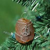 Custom Surf Tumbled Sea Glass Ornament with a Silver Peace