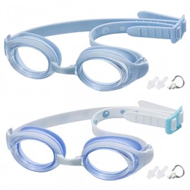 I Kua Fly Kids Swimming Goggles, 2 Packs Swim Goggles for Kids, Boys, Girls and Teens Age 3-14, No Leaking Anti Fog UV Protection Children Swimming Goggles (Blue+White/Blue)