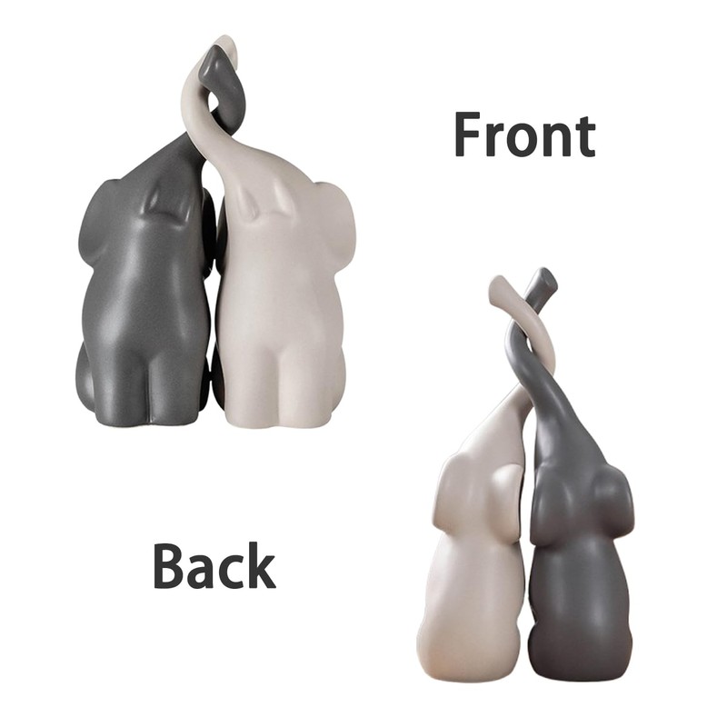 1 Pair Modern Elephant Couples Figures, Decorative Figurines 10 cm