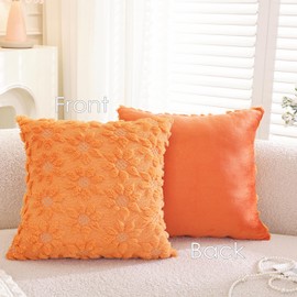 TAOSON Pack of 2, Spring Summer Farmhouse Yellow Flower Heart Sunflower Soft Plush Faux Fur Jacquard Throw Pillow Covers Soft Couch Pillowcases Cushion Covers for Living Room Bed Sofa 18x18 inch