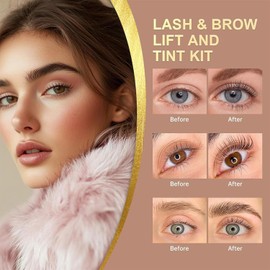 Kit de Levantamiento de Pestañas, 2-en-1 Cejas y Pestañas Lamination Perm Set 3D Cejas y Pestañas Perming Kit Semi-Permanente Curling Lifting Adecuado para el Salón de Casa y Uso Profesional (Negro, Kit elevador de pestañas)