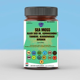 Certified Organic Sea Moss Capsules - Irish Sea Moss Bladderwrack Burdock Root