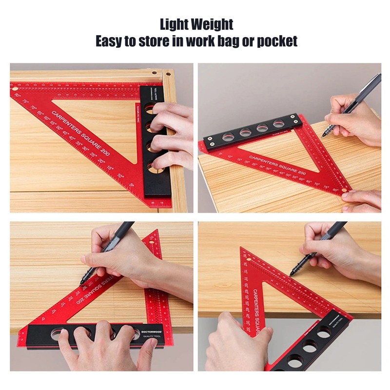Carpenter Square Precise Aluminum Alloy Multifunctional Woodworking Scribe Ruler Square