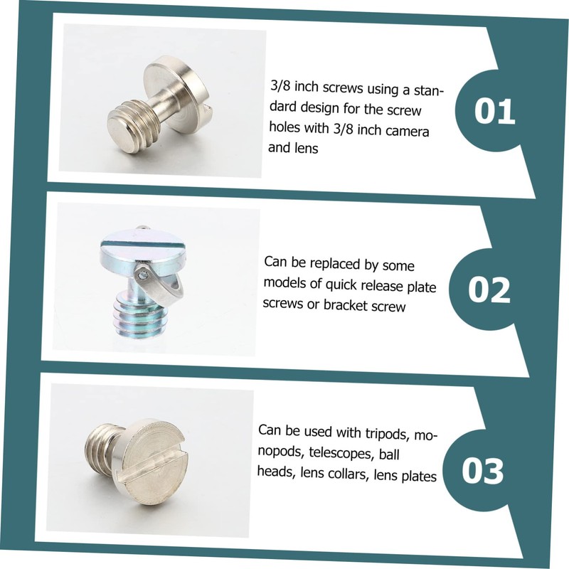 MERRYHAPY Practical Camera Mounting Screw Set 6pcs 3/8'' D-Ring Screws