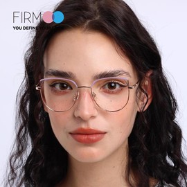 Firmoo Women's Computer Glasses, Blue Light Filter Glasses without Prescription, Anti-Reflective Full Rim, Metal Glasses, Workplace Glasses, Blue Filter, UV Protective Glasses for Screens, Purple,