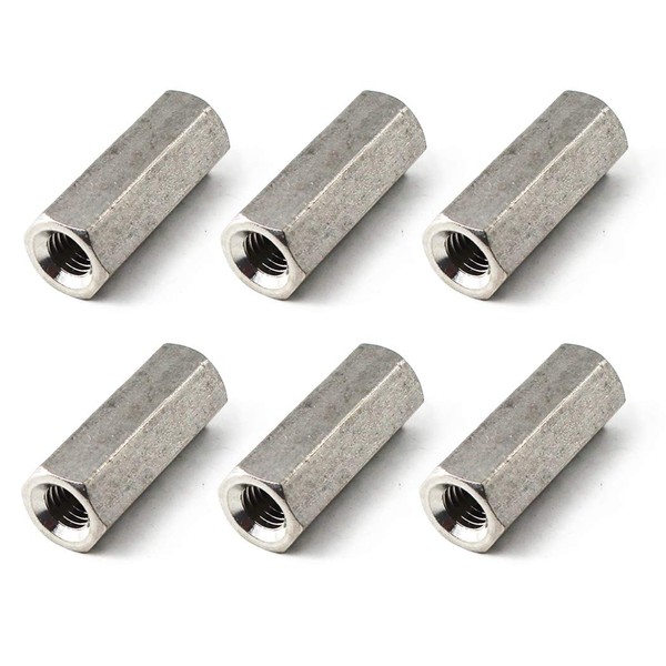 M10x17x30 Long Hex Coupling Nut 304 Stainless Steel Round Rod