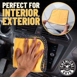 Chemical Guys MIC_506_12 Professional Grade Premium Microfiber Towels, Gold (16 Inch x 16 Inch) (Pack of 12) - Safe for Car Wash, Home Cleaning & Pet Drying Cloths