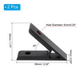 PATIKIL 45 Degree Angle Corner Brackets, 2Pcs 2.32x0.55 Inch Aluminum Extrusion Profile Accessories Corner Brace Joint Connectors for 2020 Series (Black)