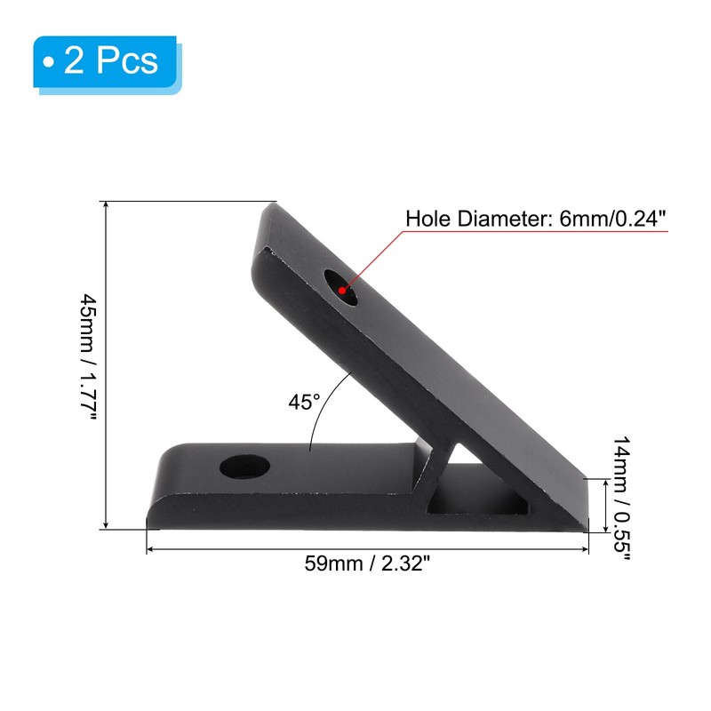 PATIKIL 45 Degree Angle Corner Brackets, 2Pcs 2.32x0.55 Inch Aluminum