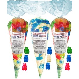 Gummy Bears (2) Assorted 12 Flavor Mix (1) Blue Raspberry White Strawberry Banana Gummi (NET WT 33 OZ) Gourmet Kruise Signature Gift Bags
