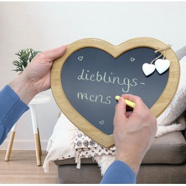 FeinKnick Stylish Chalkboard with Chalk as Heart in Vintage Style - Decorative Chalkboard Love for Hanging - Decorative Chalkboard in Country House Style - Slate Board Size 31 x 28 cm