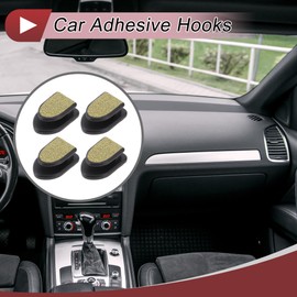 HEROFFIX 4 Pcs for Purses and Bags, Umbrella Etc Car Storage Hooks Sturdy Car Adhesive Hooks Gold Tone Plastic 1.18"x0.79"