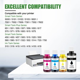 31 32XL Ink Bottle Set Refill Replacement for HP 32XL Black Ink Bottle Compatible with HP Smart Tank 5000 7301 651 7001 7602 6001 551 5101 7300 5102 7302 7601 6002 5103 755 757 Printer, Black CMY