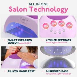 SUNUV UV LED Light for Nails, Nail Dryer for Gel Polish with Auto Sensor, 33 LEDs 4 Timers Settings SUN2C Purple