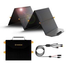 [Upgraded] FlexSolar 120W Foldable Solar Panels Chargers 20v-28v DC Output IP67 Waterproof Power Outage Emergency Portable Panels Camping Home RV for Solar Power Station Generators Battery Packs