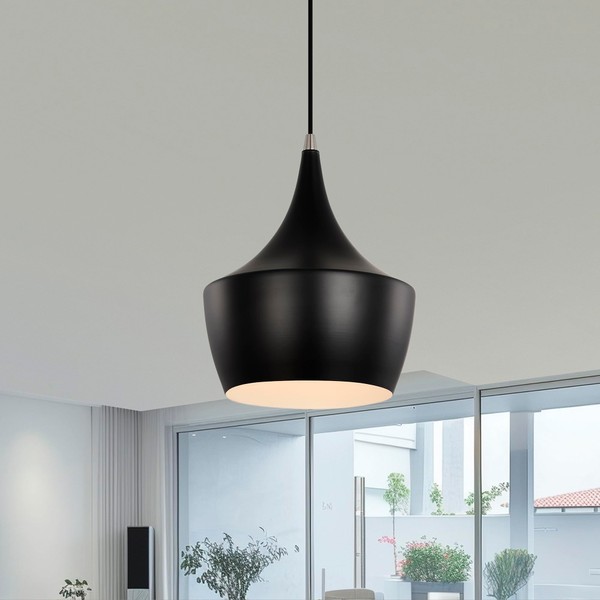 Edvivi 1-Light Pendant Light Modern Matte Black and Brushed Nickel