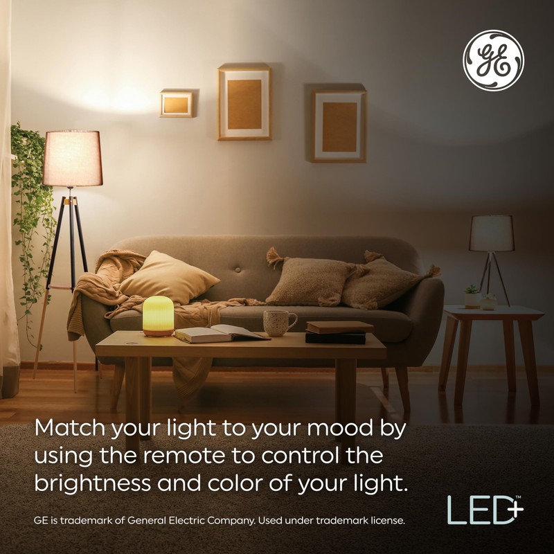 GE LED+ Color Changing LED Light Bulbs with Remote, No