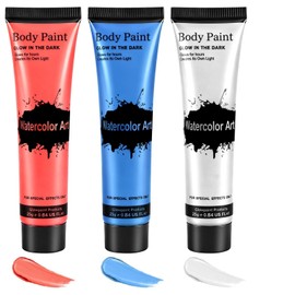 AOOWU Face Body Paint Cream, 3 Colours UV Make-Up Black Light Body Colour