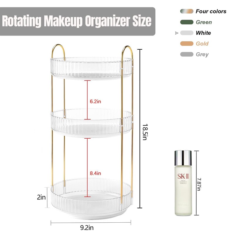 Weidace 360 Rotating Makeup Organizer for Vanity, Bathroom Countertop Spinning