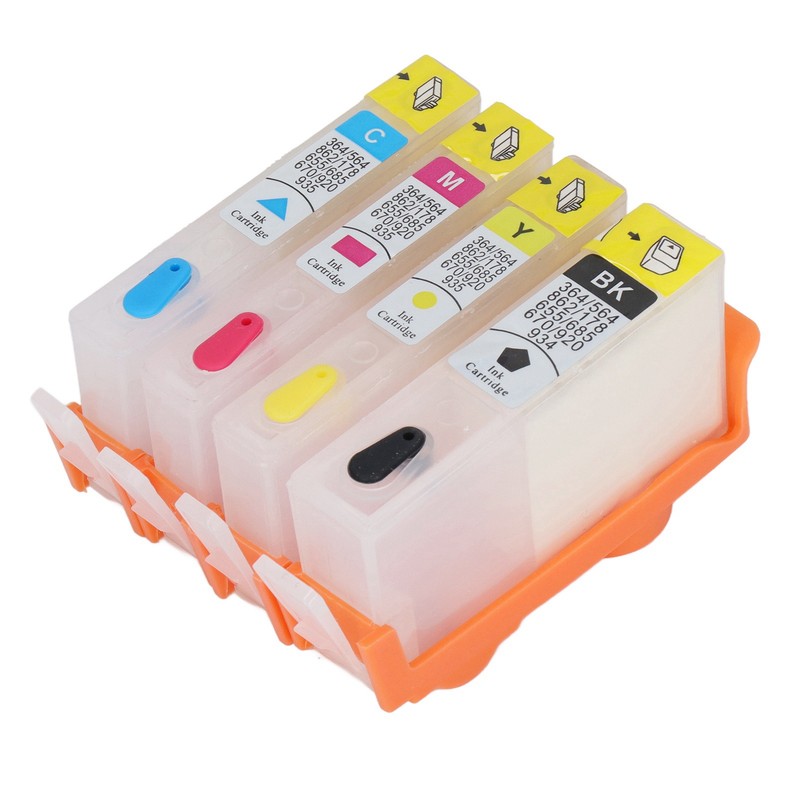 4 Pcs Ink Cartridge Black Blue Magenta Yellow Permanent Chip