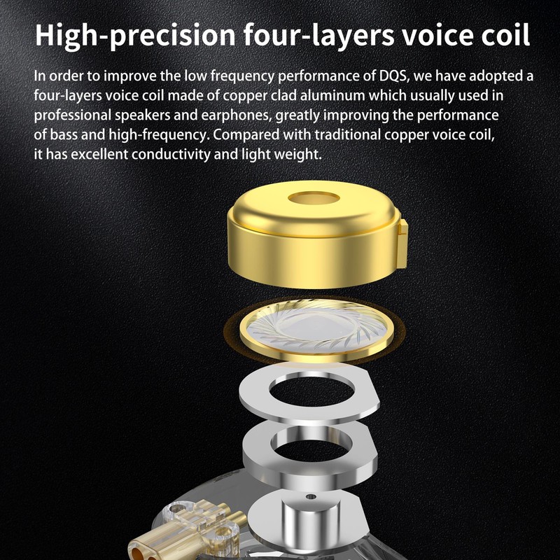 Yinyoo KZ DQS HiFi In-Ear Headphones with HD Microphone, Dynamic