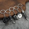 LightBeacon Pack of 5 Car Parts Key Chain, Metal Car