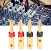 Preffair 4pcs Speaker Banana Plugs 24K Gold Plated Dual Screws
