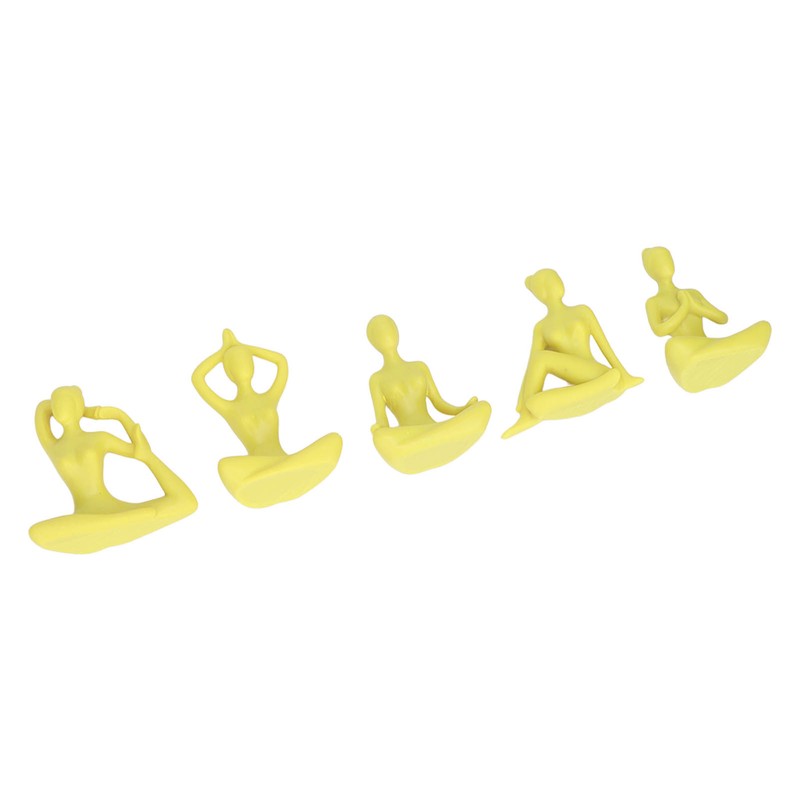 5 Pcs Yoga Statue Simple Style Yellow Attractive Decorative Durable