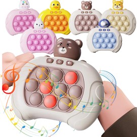 Bornoon Push-Pop Game, Educational Toy, Glowing, Voice, Fast Press Bodan, Electric Game, Squeeze, Concentration, Stress Relief, Goods, Fingertip Training, Concentration (Bear)