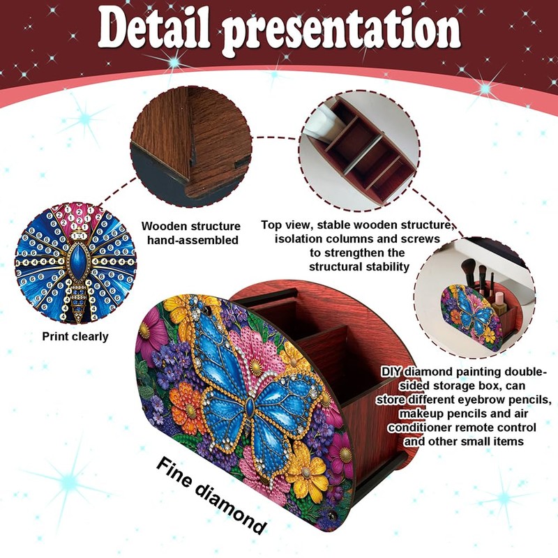 POETRYDRAW DIY Butterfly Diamond Art Painting Wooden Storage Box –
