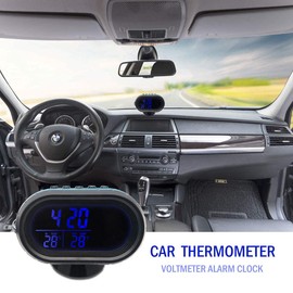 MASO 12-24V Multifunction LCD Electronic Car Thermometer Temperature Alarm Clock