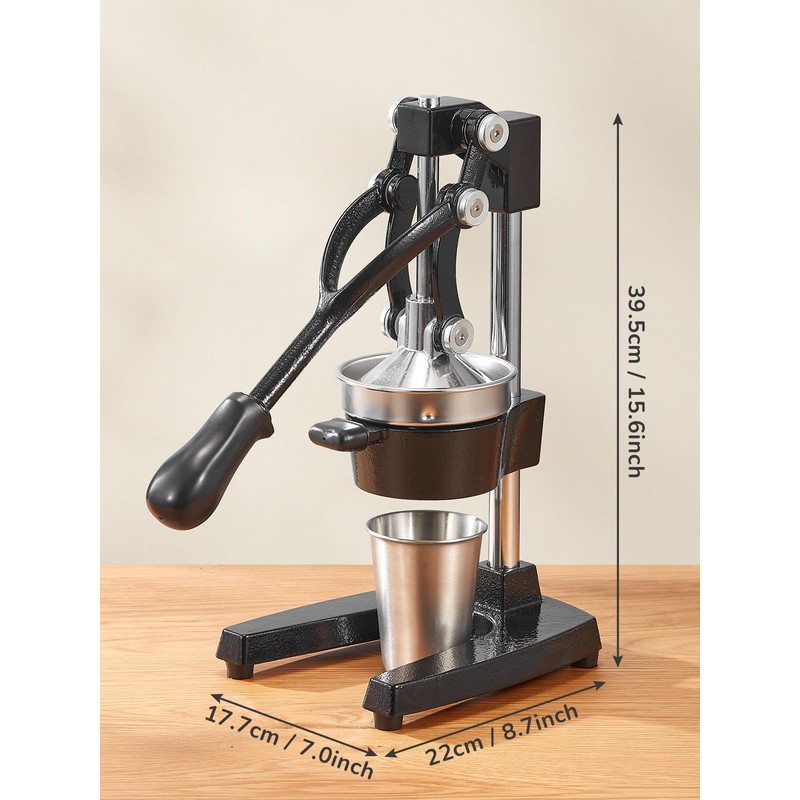 QCen Professional Cast Iron Manual Juicer, Heavy Duty Citrus Press