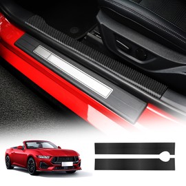 KUNGKIC For Ford Mustang 2024 2025 PU Car Door Edge Protector Sill Protector Sticker Film Anti-Collision Protection Cover Threshold Strip Accessories (Carbon Fibre Pattern)