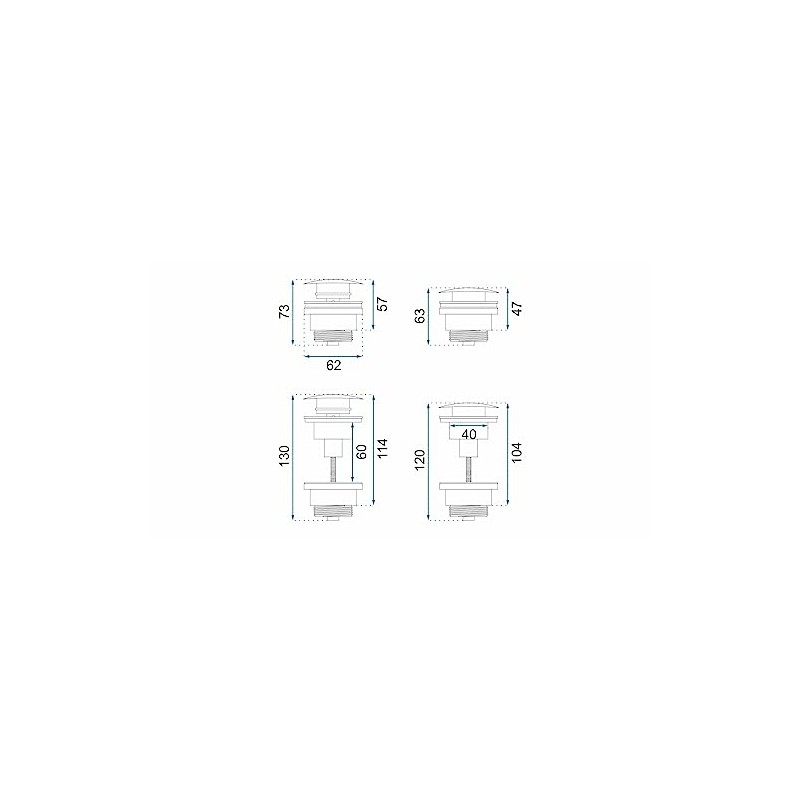Rea Universal Click-Clack Gold Pop-Up Drain Fitting for Washbasins and