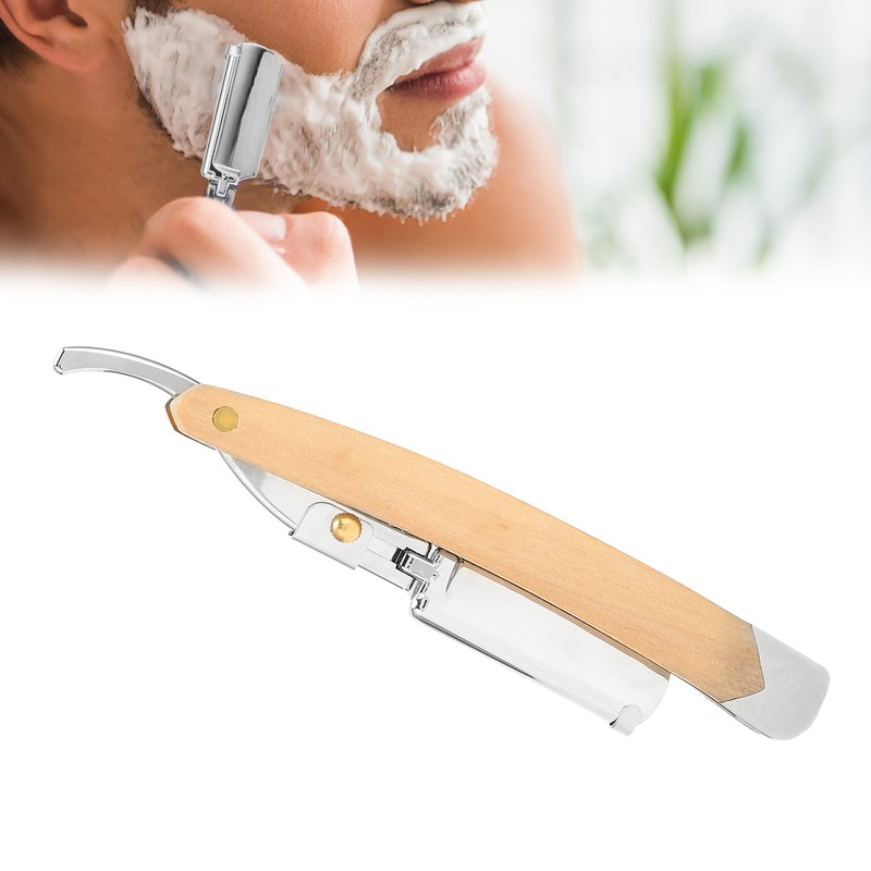 Men Straight Razor Portable Stainless Steel Manual Beard Shaver Trimmer