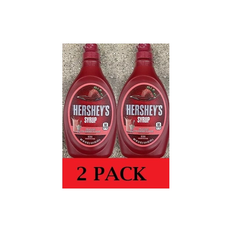 Hershey's 2x Hershey's Delicious STRAWBERRY Flavor Syrup 22 Oz Bottle